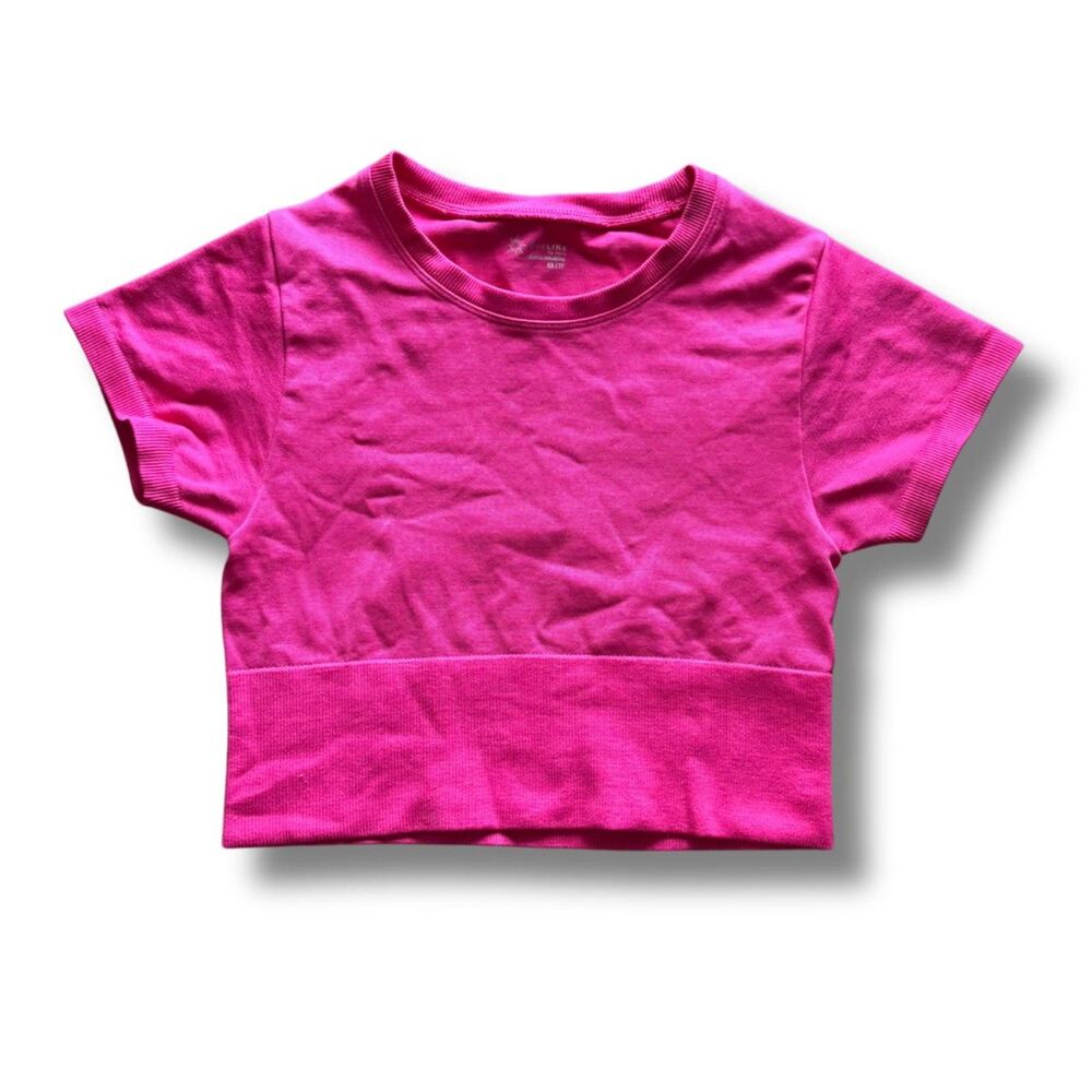 Offline by Aerie Seamless Short‑Sleeve Crop Top - Pink, XS
